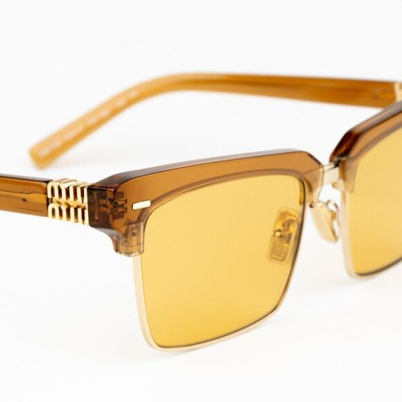 NEW Miu Miu MU10ZS 15T0B7 Caramel Trasparent Yelllow Square Unisex Sunglasses - Picture 8 of 12